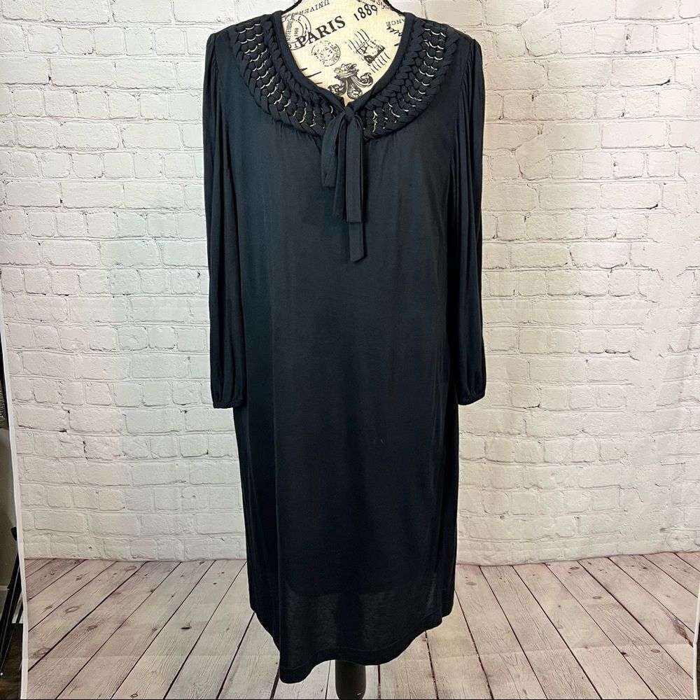 See by Chloe Black Modal Knit Neck Trim Dress size 6